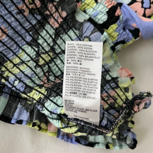 Free People Ariana Smocked Floral Square Neck Puff Sleeve Elastic Top, Size XS - Picture 11 of 11